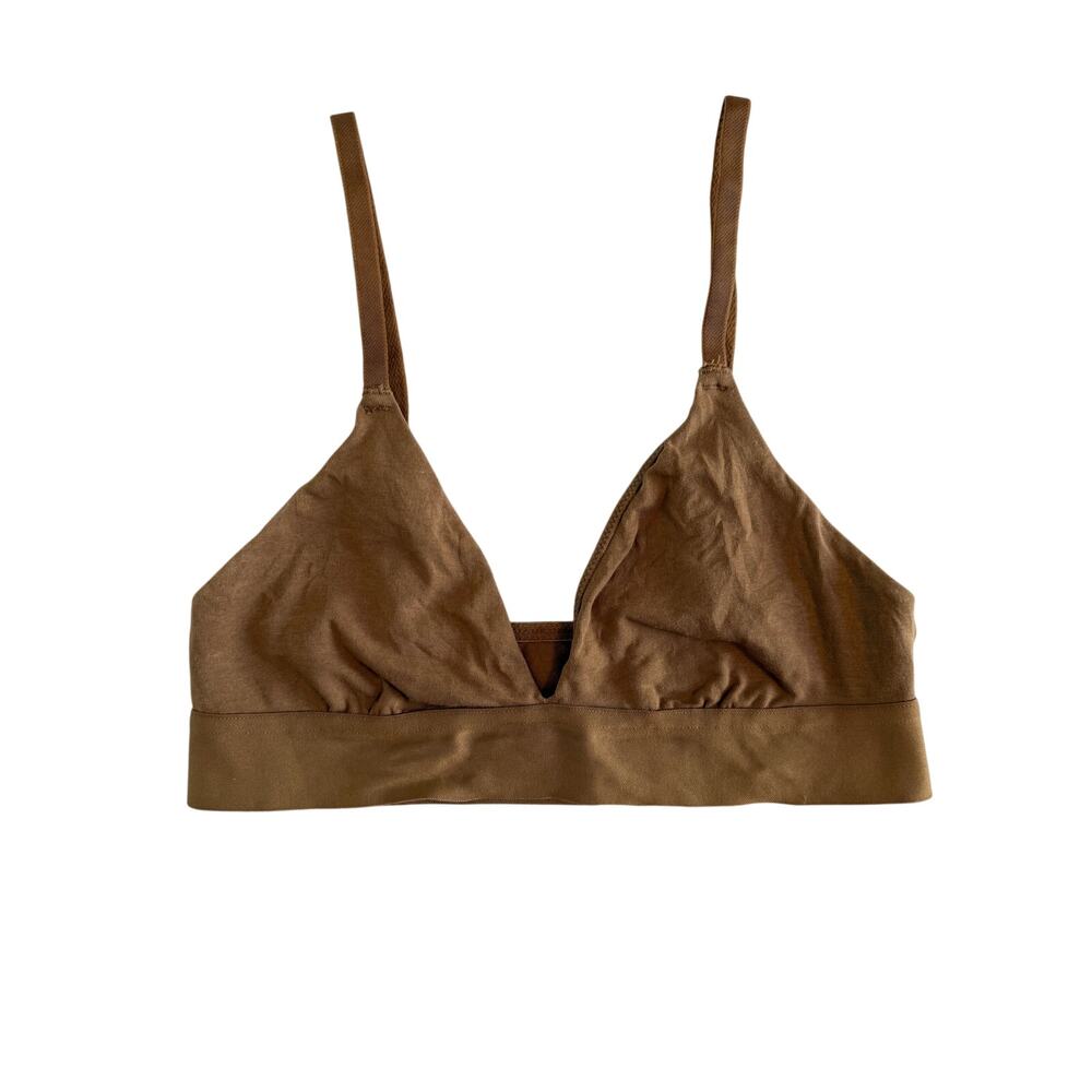 Auden Women's XS Unlined Triangle Bralette Neutral Camel Brown Boho‎ Festival